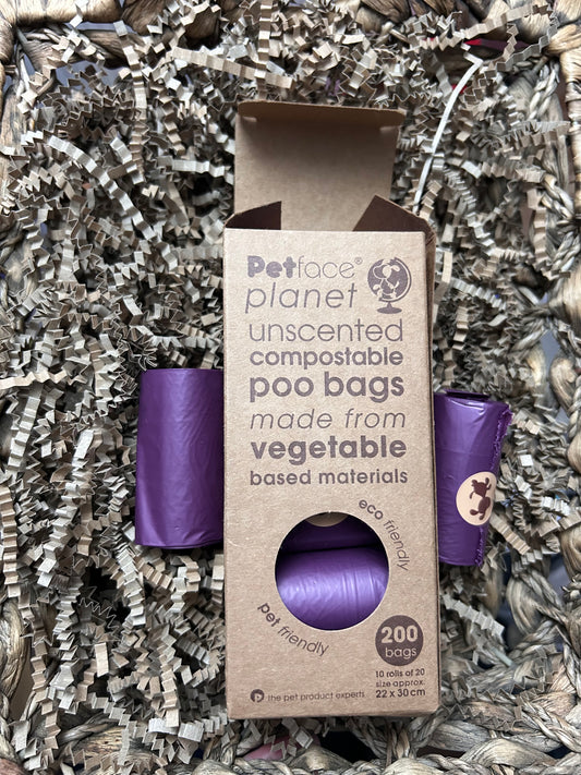 Unscented Compostable Poo Bags 10 Rolls (Approx 200 bags)